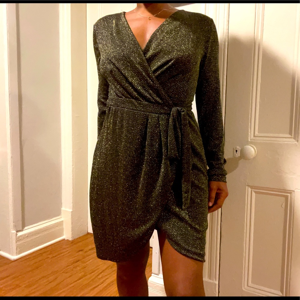 Black & Gold wrap dress